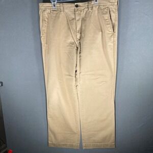 Mens Khaki Pants 38x32 Beige Casual Chino Straight Fit Cotton Comfortable